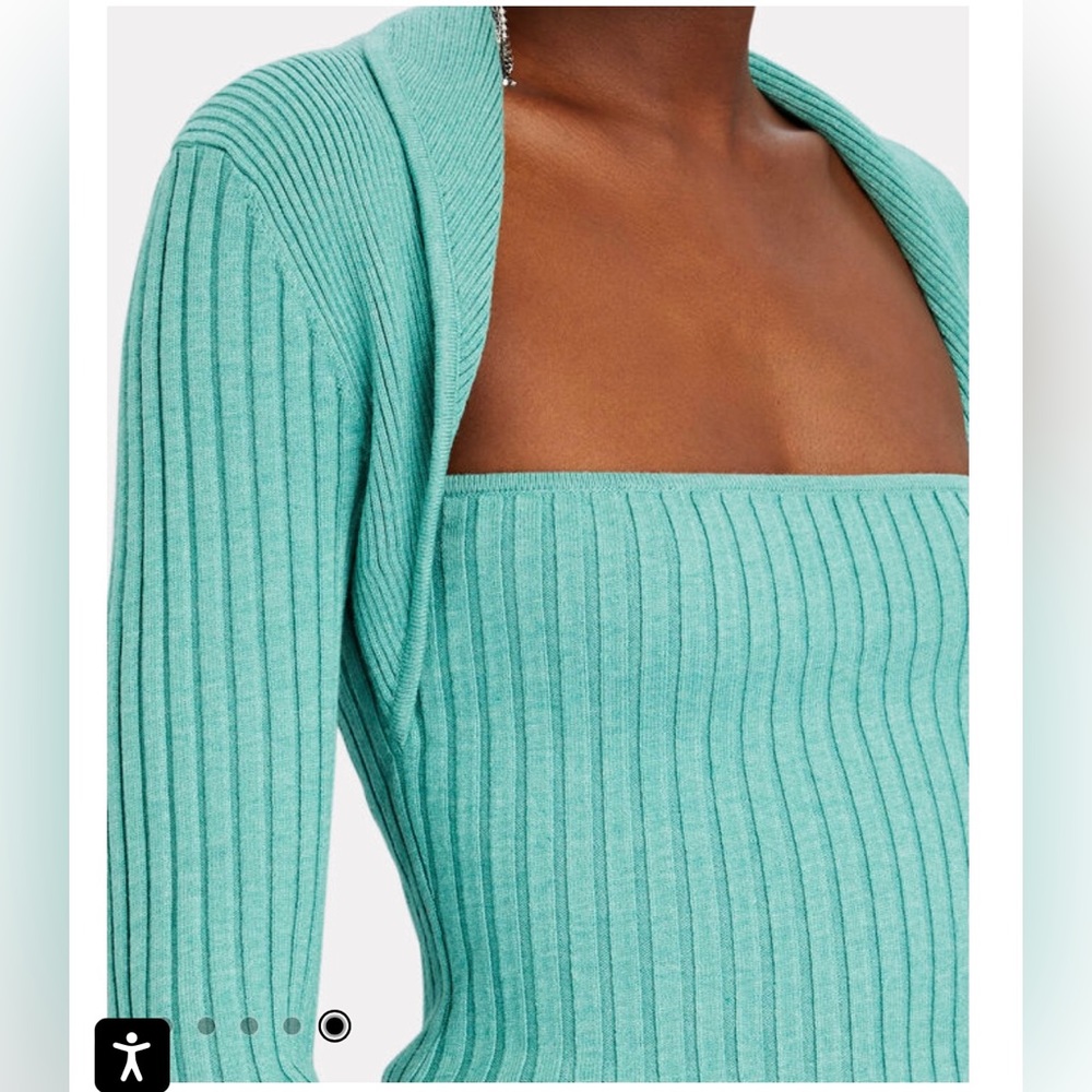 INTERMIX Raelyn Rib Knit Top turquoise sz medium Nwt - Picture 4 of 9